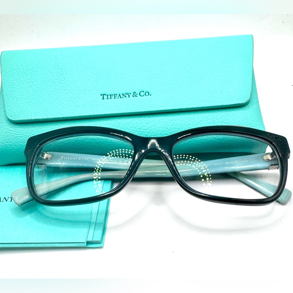 Tiffany & Co. Eyeglasses TF2167 8001 Black Blue 54mm Cat Eye Frame Italy - Picture 2 of 5